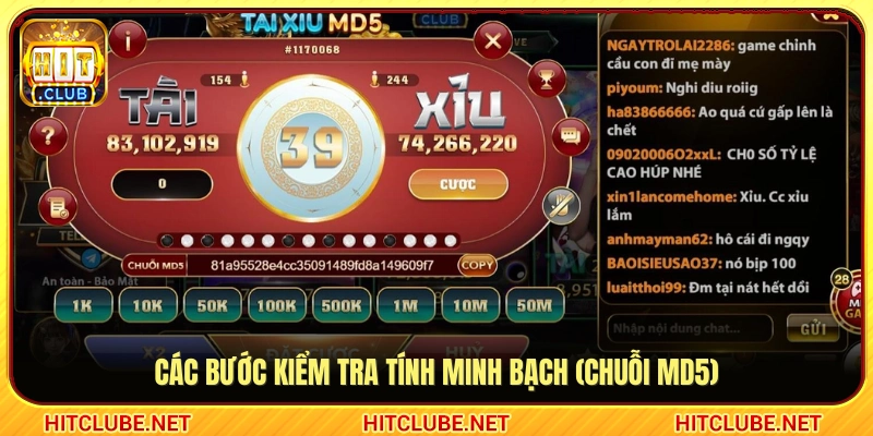 Hướng dẫn xác thực kết quả ván cược qua mã MD5